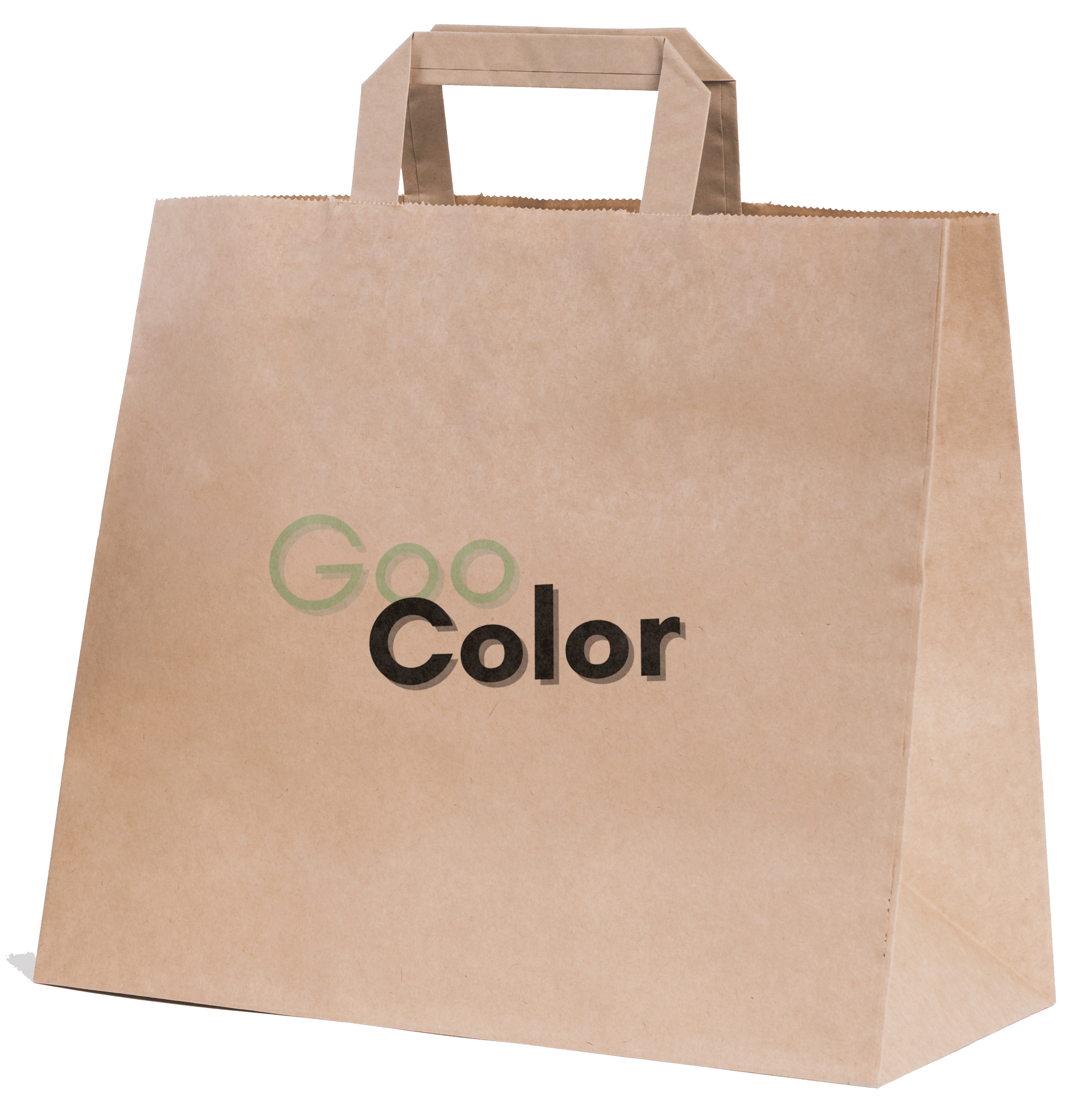 Bolsa de papel kraft con logo impreso en colores vibrantes.