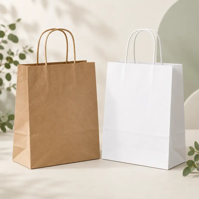 Bolsa de papel kraft y bolsa de papel blanca